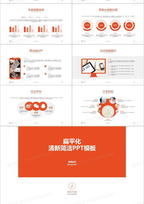 桔色简洁大气商务通用商业工作流程项目规划产品销售计划报告ppt模板下载 熊猫办公